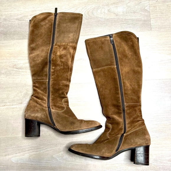 Paul Green Suede Tall Riding Boots, brown, size 9 US - Picture 2 of 7